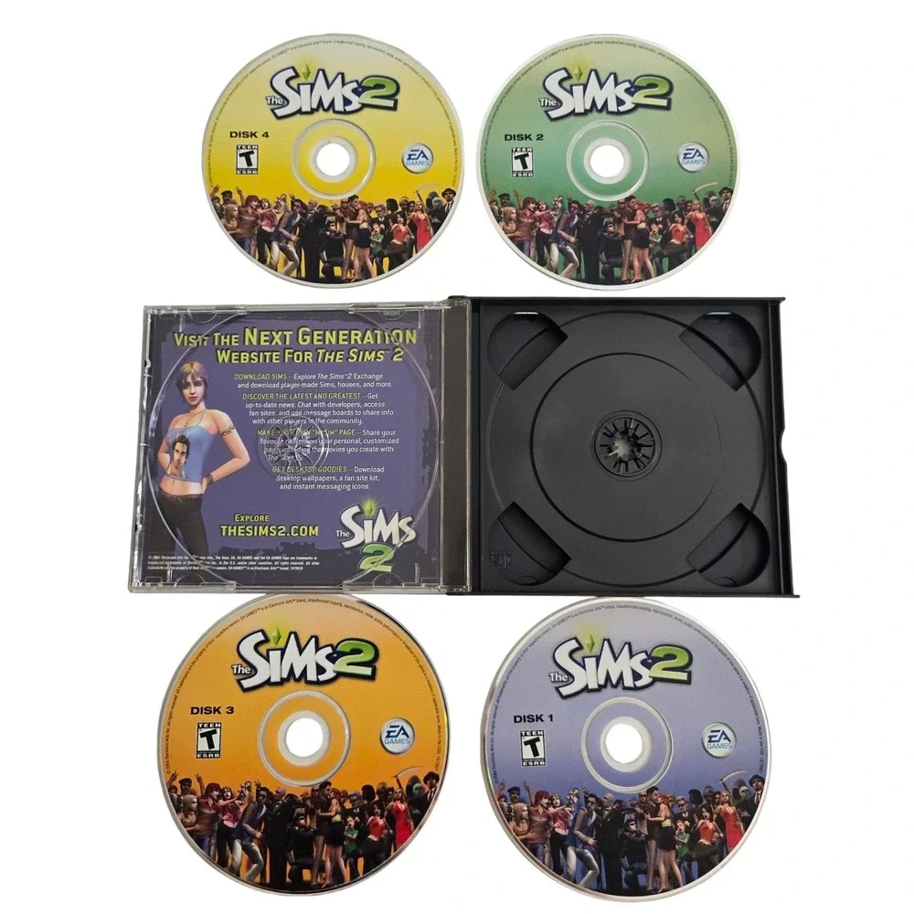 The Sims 2 PC Game 2004 Vintage 4 Disc Set Complete EA Games Y2K Retro